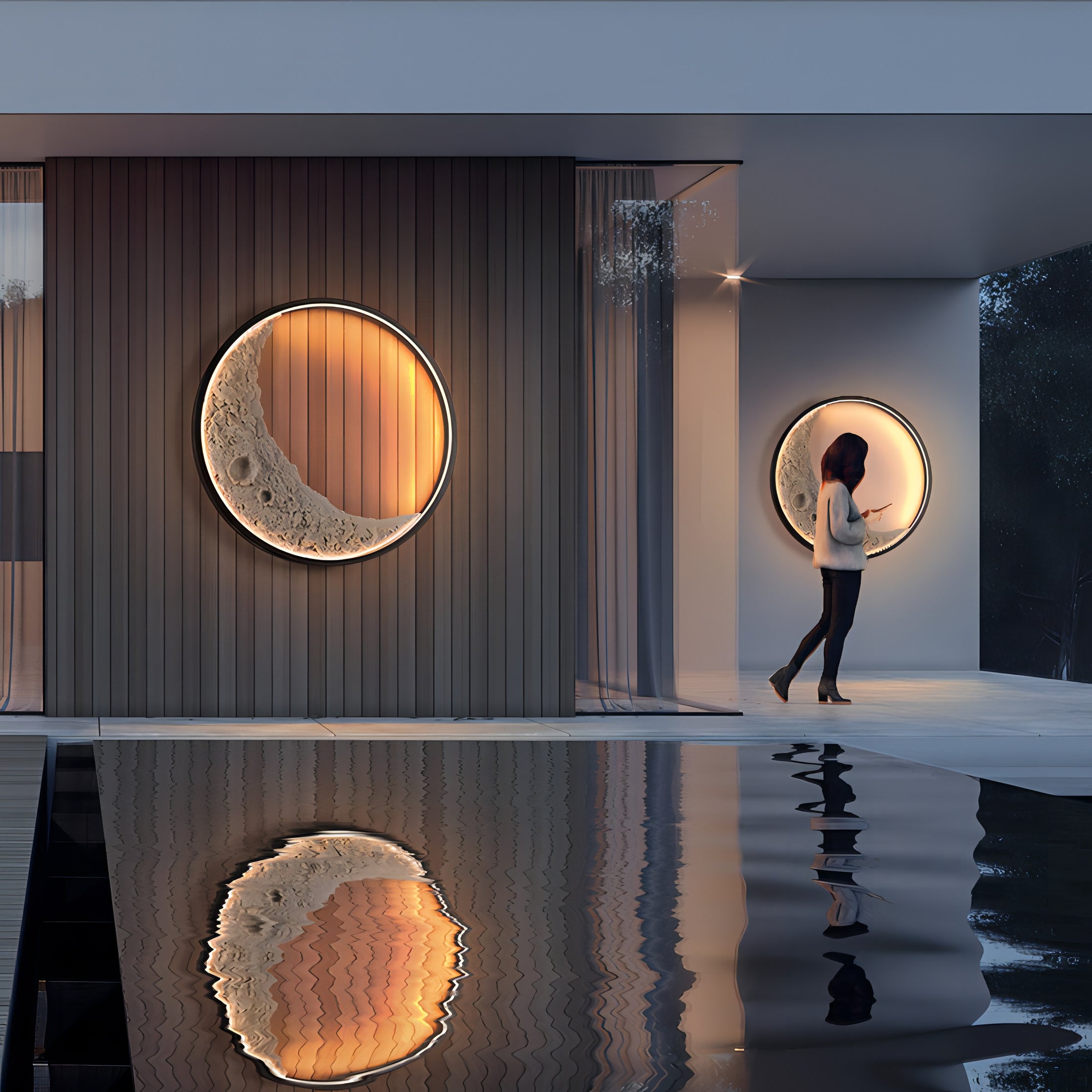 Luxury Zen and Yoga Environment - Retro Moon Aluminum Resin Led Wall Lamps - Personal Hour for Yoga and Meditations 