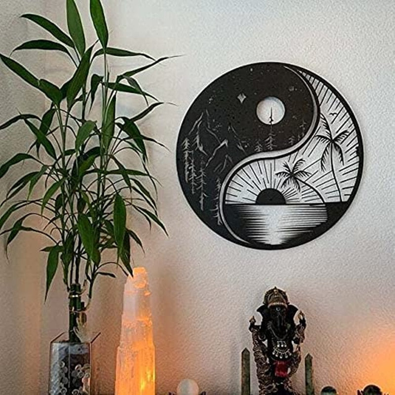 Zen Decor Ideas - Sun and Moon Metal Wall Decor-Handmade - Wall Decor Yin Yang Inspiration - Personal Hour for Yoga and Meditations 