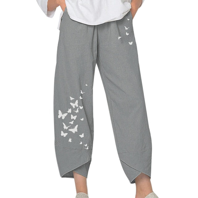 Harem Baggy Pants for Women - Casual Cotton Trousers with Elastic Waist - Personal Hour for Yoga and Meditations 