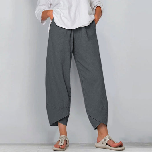 Harem Baggy Pants for Women - Casual Cotton Trousers with Elastic Waist - Personal Hour for Yoga and Meditations 