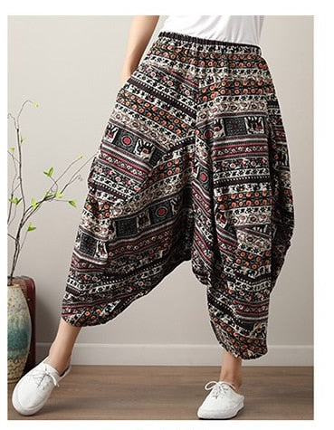 Wide Leg Harem Pants Trousers - Baggy Yoga Pants - Personal Hour for Yoga and Meditations 