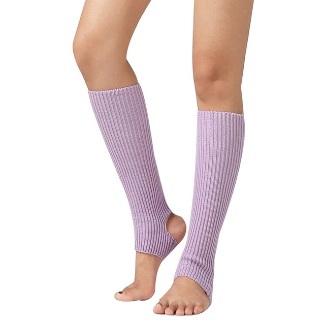 Woman Yoga Socks - Knitted Leg Warmers For Gym Fitness Dance Ballet and Pilates Exercising - Personal Hour for Yoga and Meditations 