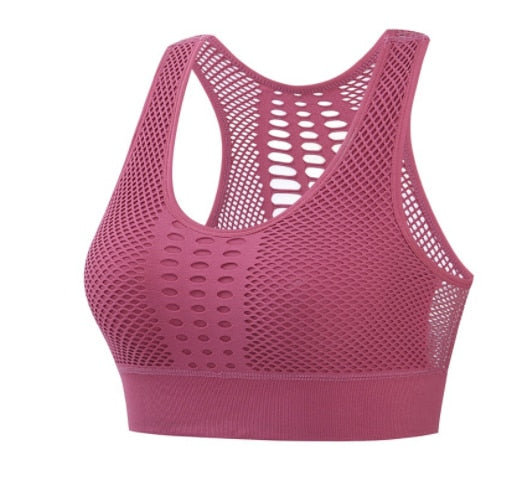 Women Breathable Active Bra Yoga Bra - Mesh Sports Top Push Up - Personal Hour for Yoga and Meditations 
