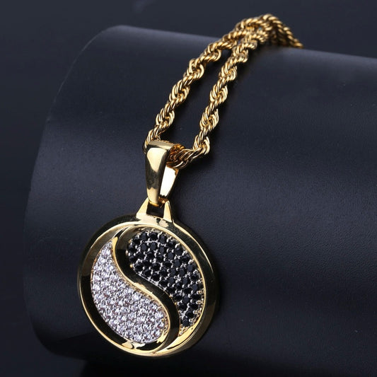 24k Gold Plater Copper Yin Yang Tai Chi Pendants Necklaces - Personal Hour for Yoga and Meditations 