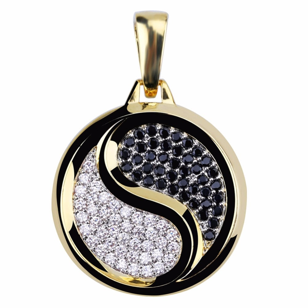 24k Gold Plater Copper Yin Yang Tai Chi Pendants Necklaces - Personal Hour for Yoga and Meditations 