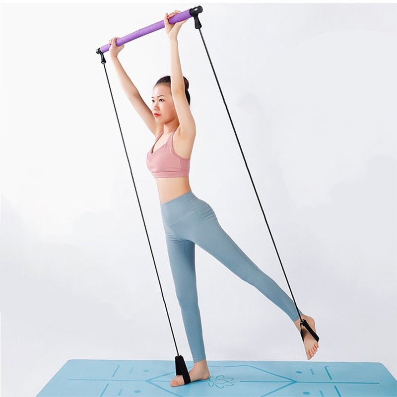Yoga Resistance Bands Pull Rope Rubber -  Pilates Stick - Pilates Bar - Personal Hour for Yoga and Meditations 