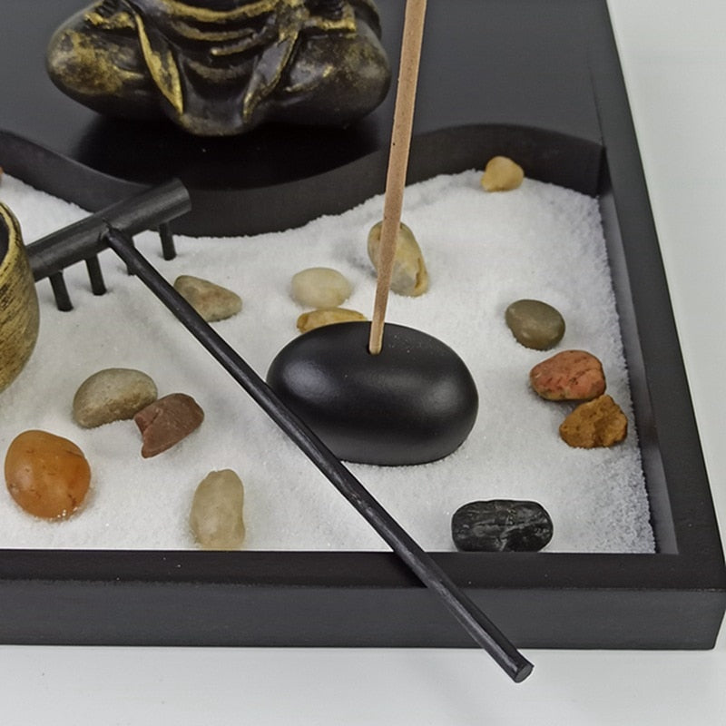 Zen Style Buddha Sand Tray Decoration, Zen Garden Tea Light Candle Holder Home Living Room Ornament Sand Tray Kit - Personal Hour for Yoga and Meditations 