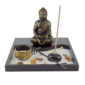 Zen Style Buddha Sand Tray Decoration, Zen Garden Tea Light Candle Holder Home Living Room Ornament Sand Tray Kit - Personal Hour for Yoga and Meditations 
