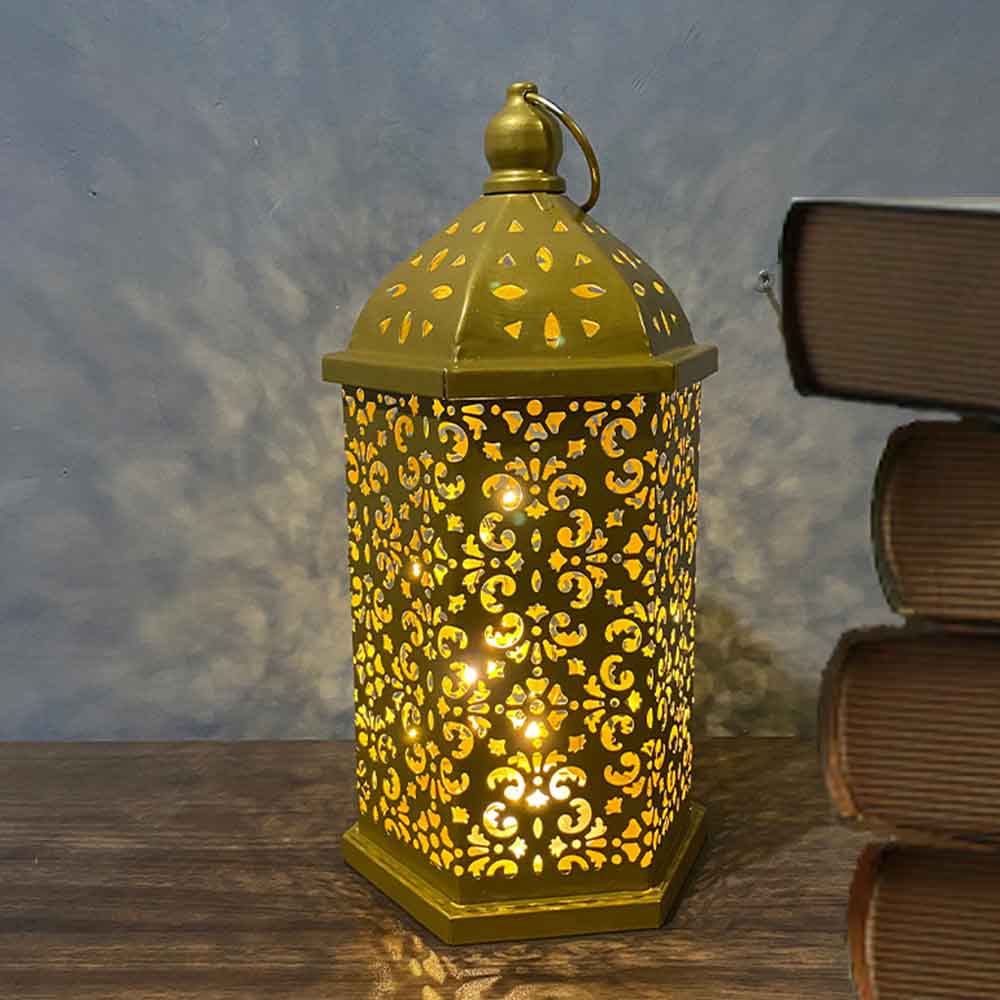 Vintage Wrought Iron Hollow Moroccan Style Decorative Lamp - Personal Hour for Yoga and Meditations 