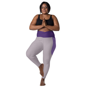 Open image in slideshow, plus size yoga pants - crossover leggings with pockets - Personal Hour for Yoga and Meditations 
