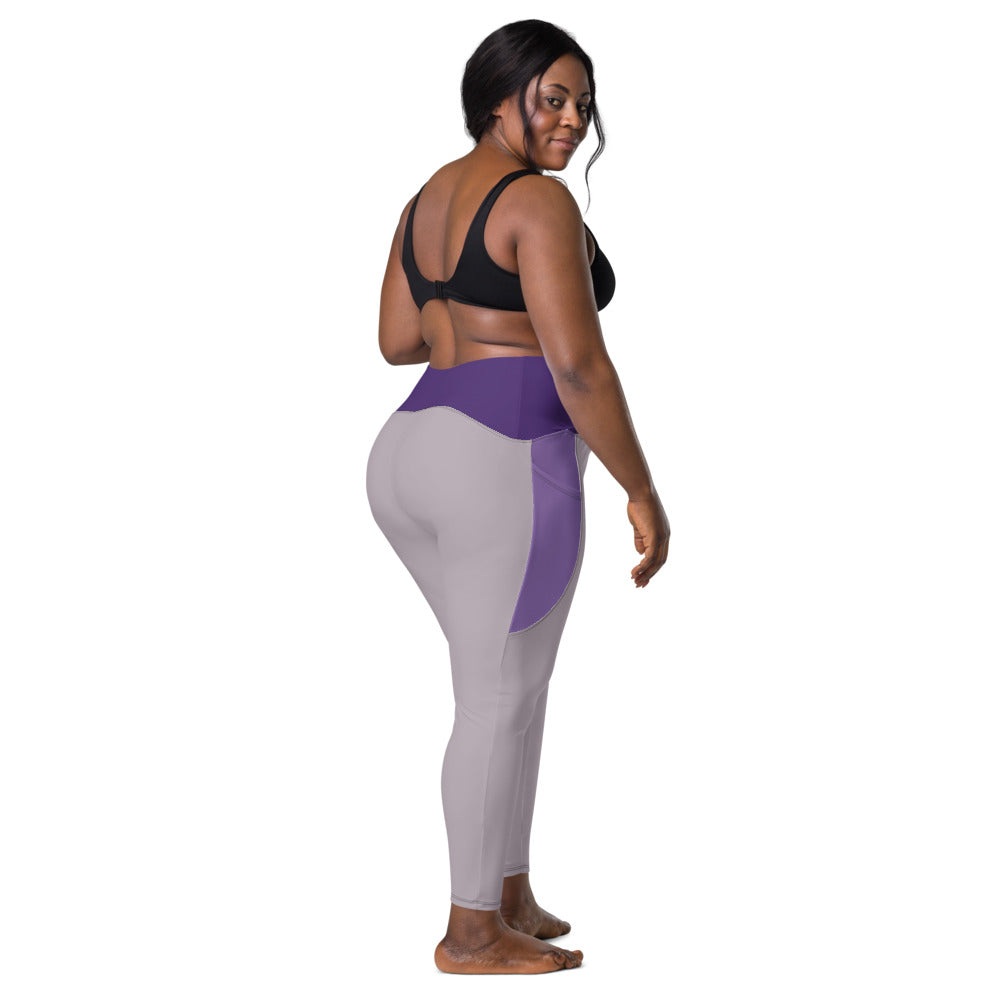 plus size yoga pants - crossover leggings with pockets - Personal Hour for Yoga and Meditations 