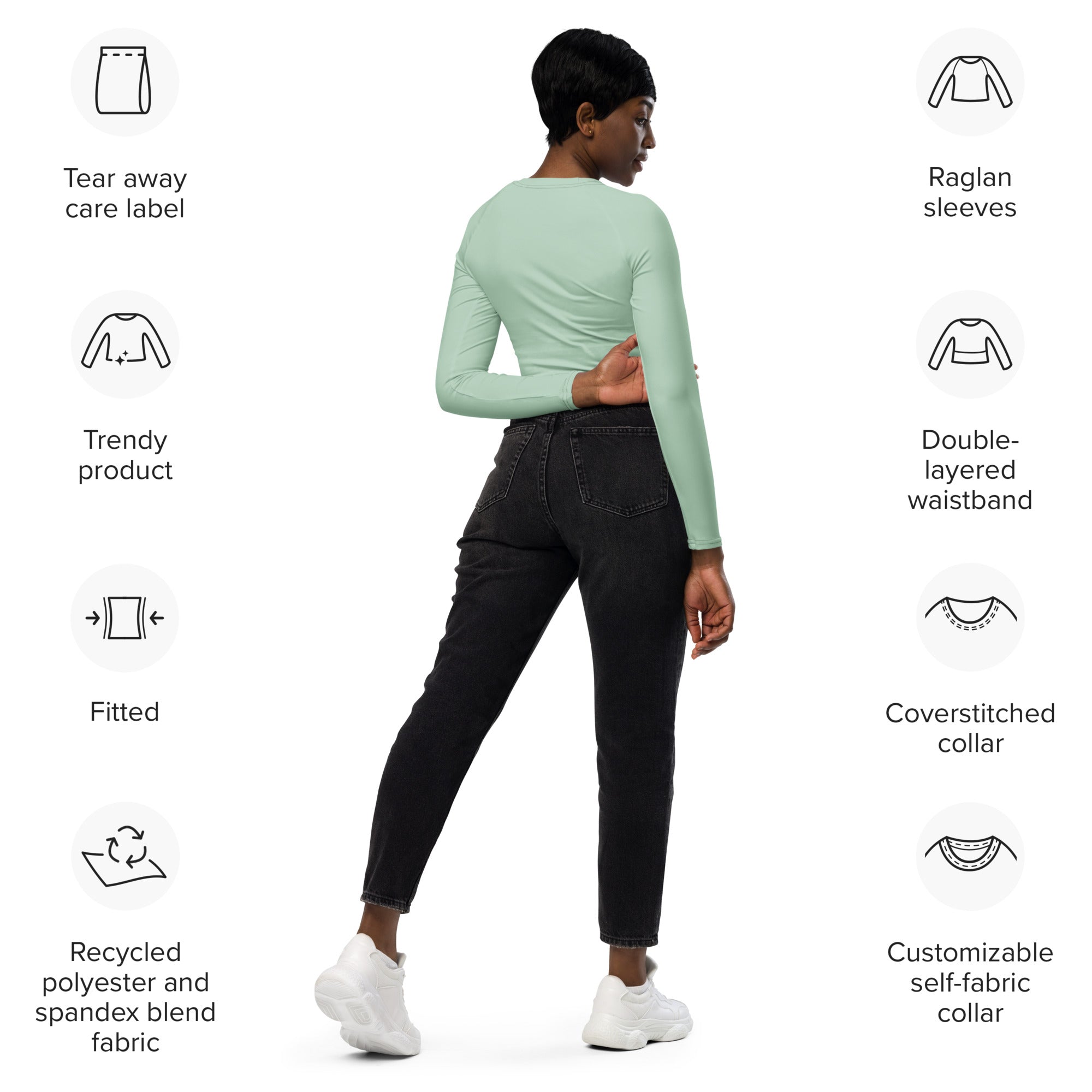 long-sleeve green yoga crop top - Personal Hour for Yoga and Meditations