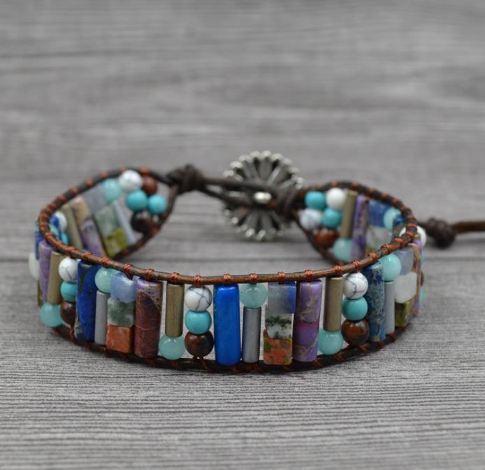 Stone Accessories -Leather beaded emperor stone fashion wild bracelet - Personal Hour for Yoga and Meditations 