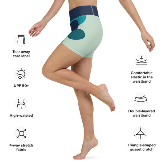 Body Flattering Yoga Shorts - Green Polyester and Spandex - Personal Hour for Yoga and Meditations 