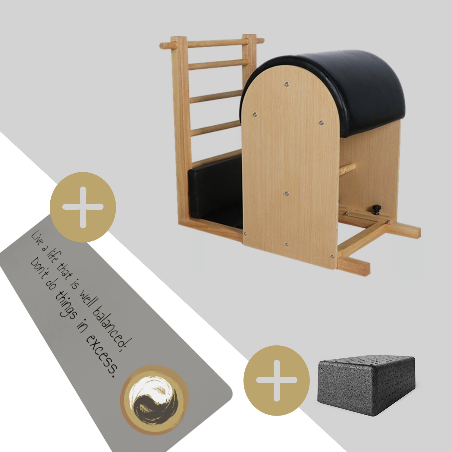 Pilates Ladder Barrel Bundle with Pilates Mat and Pilates Moon Box - Personal Hour for Yoga and Meditations 