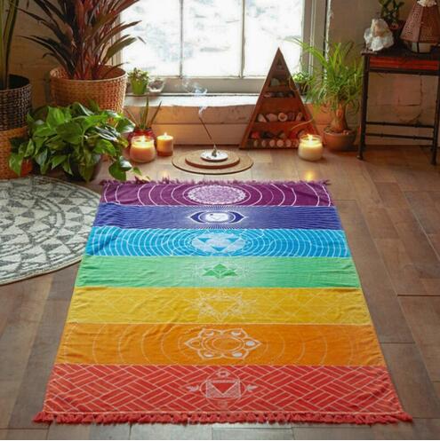 7 Chakra's Yoga Tapestry Yoga and Meditation Mat - Meditation Gift - Personal Hour for Yoga and Meditations 