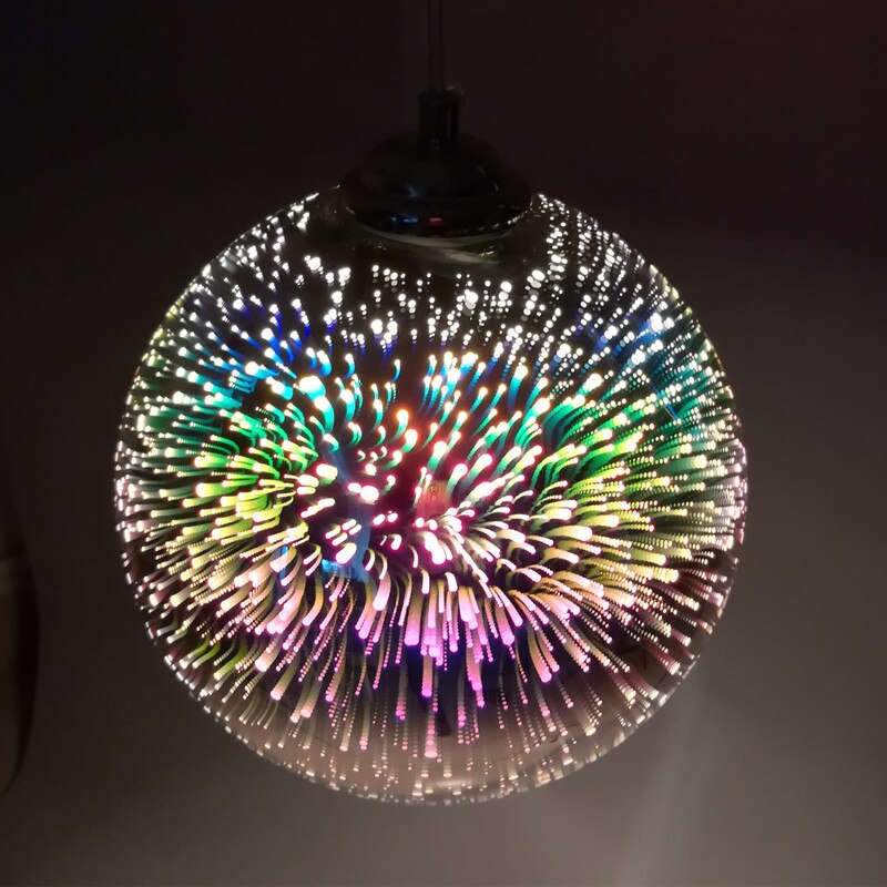 LED Modern Pendant Light 3D Fireworks Colorful Plated Glass Ball Decorated Yoga and Zen Room - Personal Hour for Yoga and Meditations 