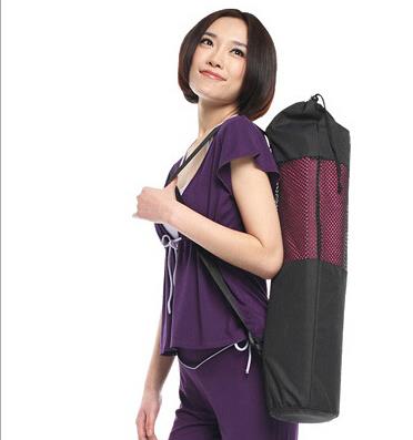 Mesh Yoga bag Black Portable Case Nylon Pilates Carrier Mesh Adjustable Strap Yoga Tool Washable Portable Bags (not include mat) - Personal Hour for Yoga and Meditations 
