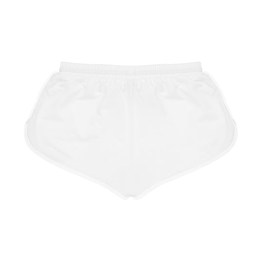 Women's Relaxed White Yoga Shorts (Yoga Sign) - Personal Hour for Yoga and Meditations 