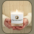 Load image into Gallery viewer, Keep your balance- gift for yoga lovers - glass jar soy wax candle - Personal Hour for Yoga and Meditations 
