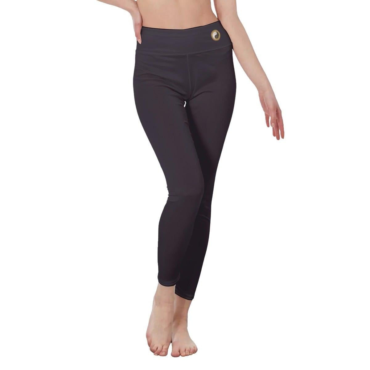 Comfy Women's High Waist Yoga Leggings | Side Stitch Closure - Gray - Personal Hour for Yoga and Meditations 