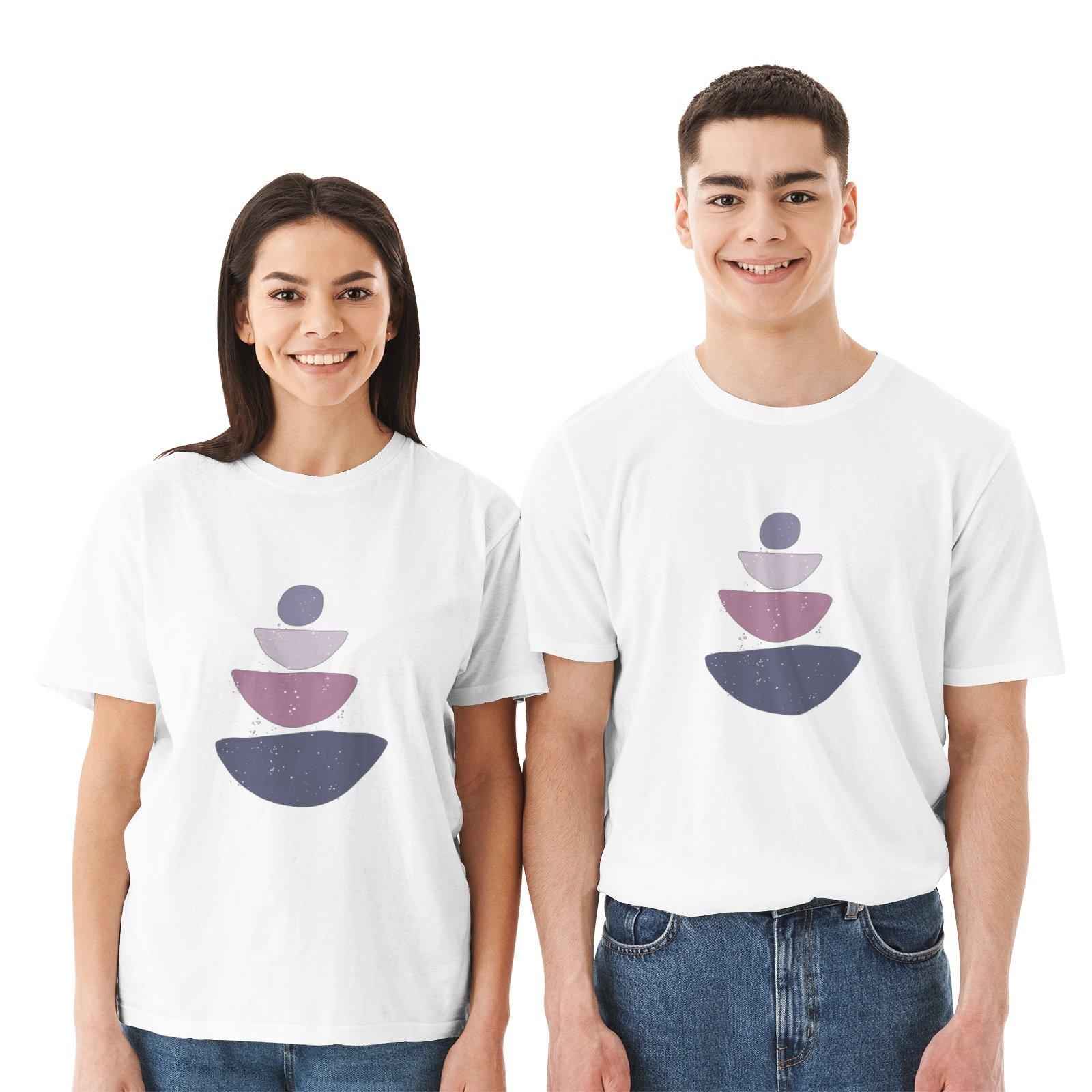 Couple's Crew Neck Cotton Jersey Yoga T-Shirt - Zen Style - Personal Hour for Yoga and Meditations 