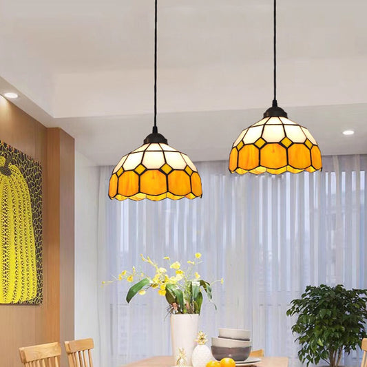 Yellow Retro Glass Lamp Cover European Style Lamp Shade - Zen Decor Idea - Personal Hour for Yoga and Meditations 