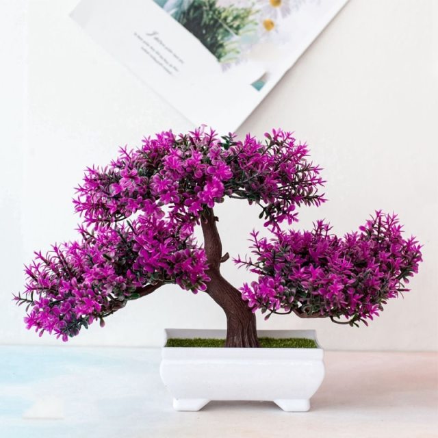Zen Decor Ideas - Bonsai Small Tree Pot Fake Plant Flowers - Personal Hour for Yoga and Meditations 