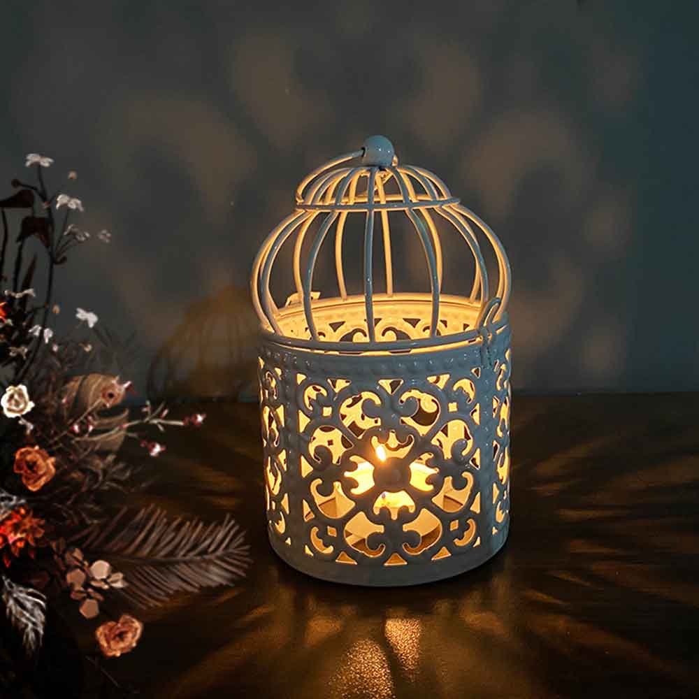 Metal Wrought Iron Birdcage Candle Holder - Zen Decoration - Personal Hour for Yoga and Meditations 