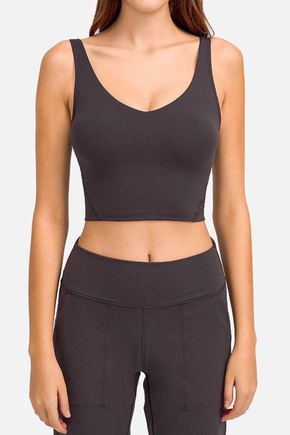 Deep V-Neck Crop Sports and Yoga Bra - Personal Hour for Yoga and Meditations 