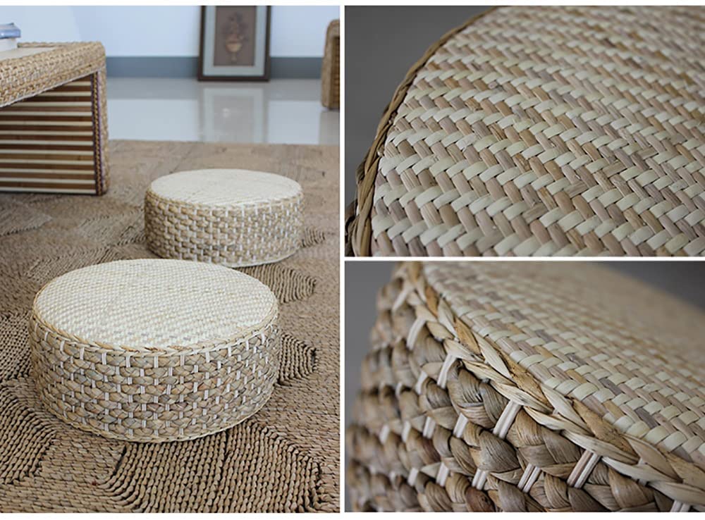 Premium Straw Woven Pouf Ottoman - Zen Area Ideas - Personal Hour for Yoga and Meditations 