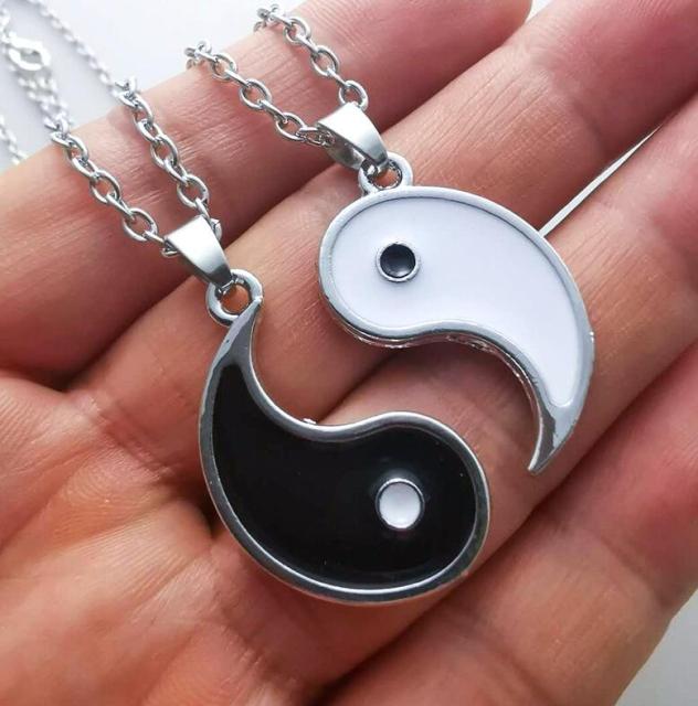 Yin Yang  Leather Chain - Couples Paired Pendants Necklace For Couples - Personal Hour for Yoga and Meditations 