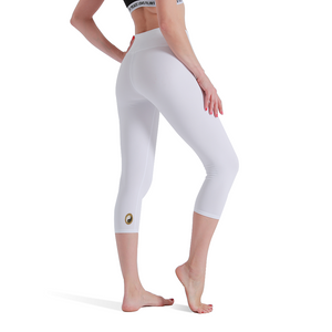 White High Waisted Capri Yoga leggings - Personal Hour for Yoga and Meditations 