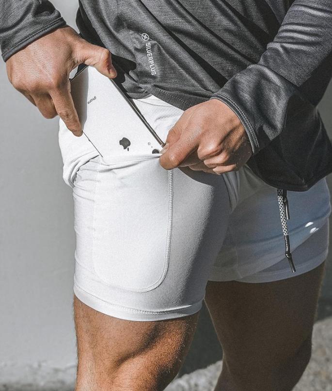 Men's 2-in-1 Yoga and Sport Shorts with  Pockets Hidden Zipper Safety Pockets Yoga and Meditation Products - Personal Hour