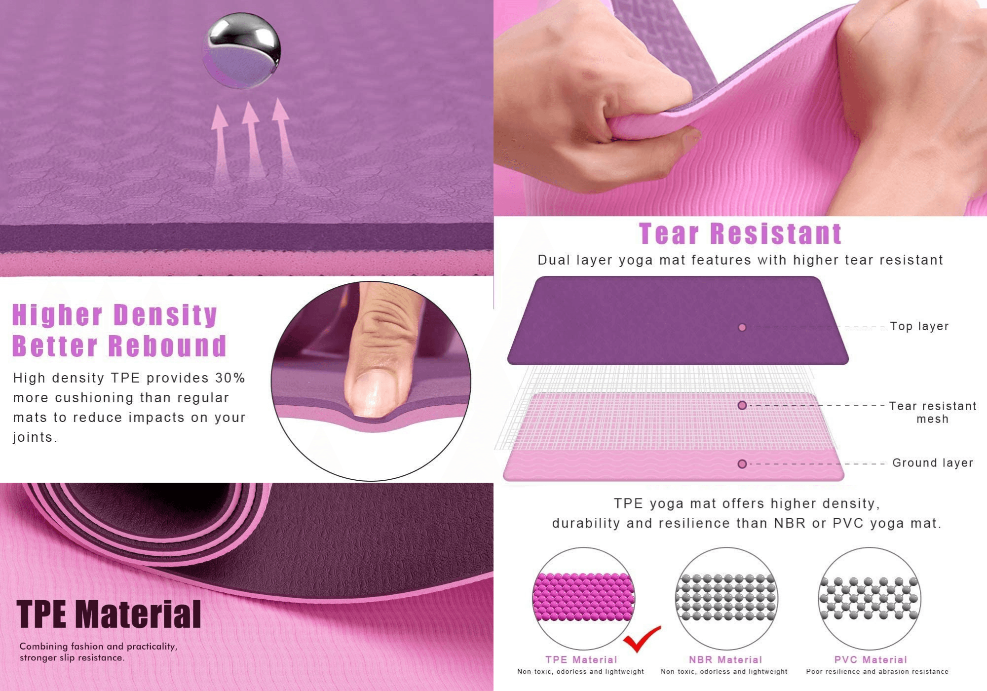 Eco Friendly Reversible Zen Yoga Mat with Carrying Strap - Personal Hour for Yoga and Meditations 