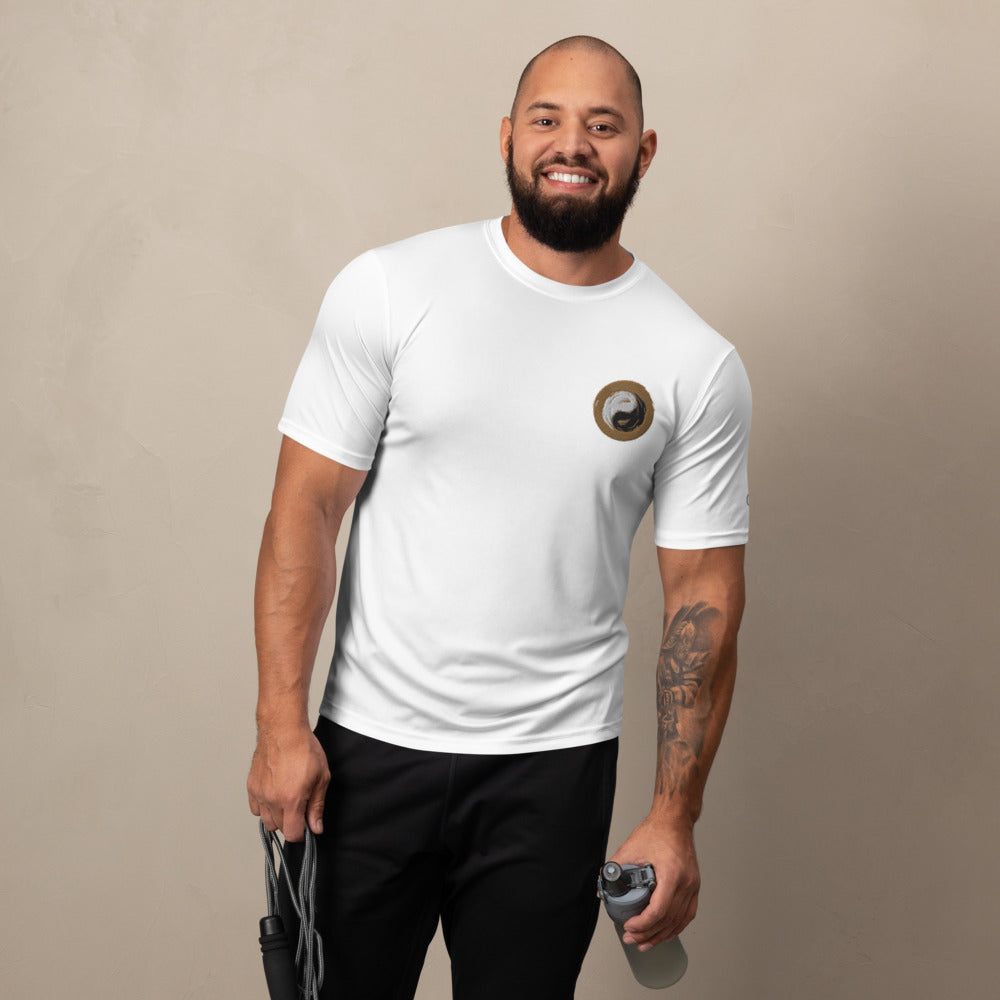 White Champion Performance T-Shirt - Yoga Top for Men Made from rapid dry fabric - Personal Hour for Yoga and Meditations 