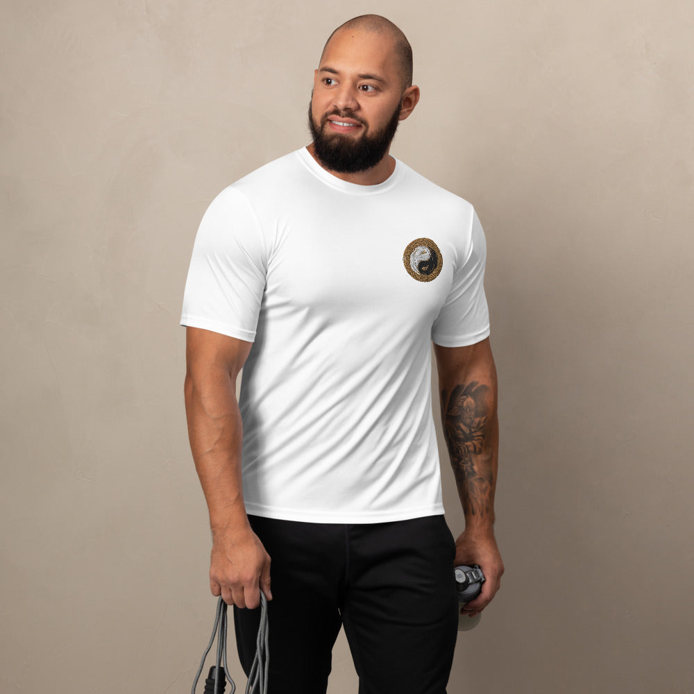 White Champion Performance T-Shirt - Yoga Top for Men Made from rapid dry fabric - Personal Hour for Yoga and Meditations 