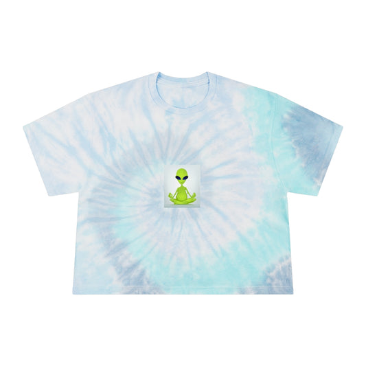 Alien Yoga - Women's Tie-Dye Crop Tee - Personal Hour for Yoga and Meditations 