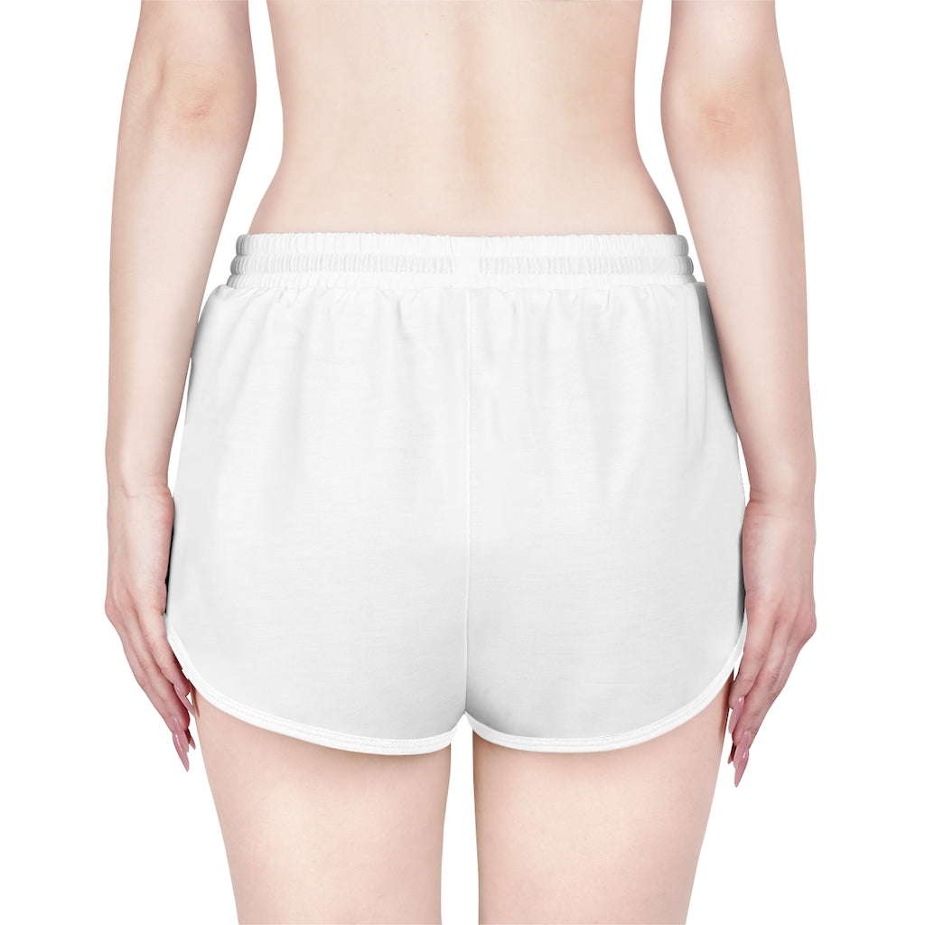 Women's Relaxed White Yoga Shorts (Yoga Sign) - Personal Hour for Yoga and Meditations 