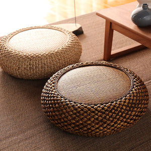 Open image in slideshow, Meditation Cushion - Premium Rattan Weaving Straw Weaving Japanese Tatami Cushion - Personal Hour for Yoga and Meditations 
