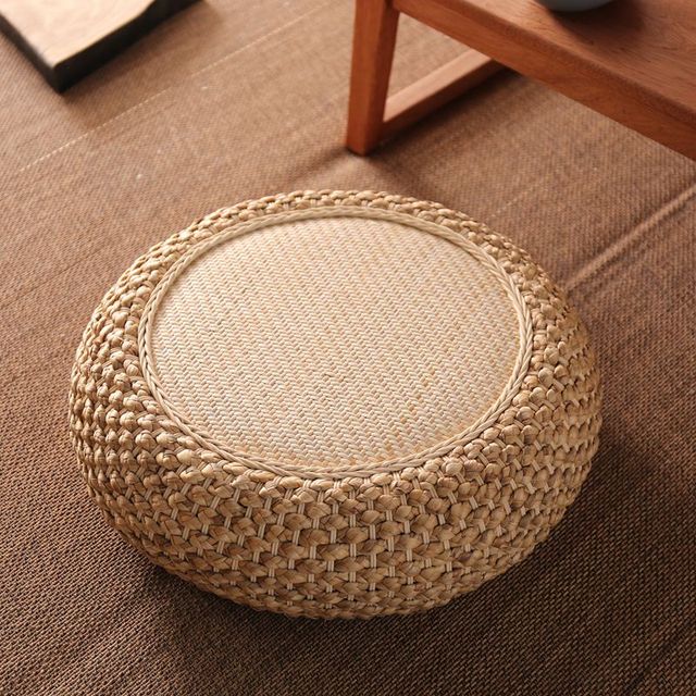 Meditation Cushion - Premium Rattan Weaving Straw Weaving Japanese Tatami Cushion - Personal Hour for Yoga and Meditations 