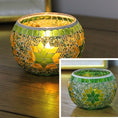 Load image into Gallery viewer, Mediation Gift - Colorful Mosaic Glass Candlestick - Personal Hour for Yoga and Meditations 
