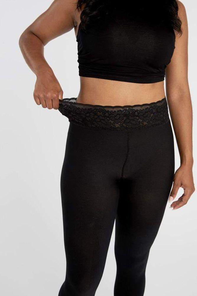 Footless Leggings Tight in Black Opaque With Comfort Luxe Waistband - Personal Hour 