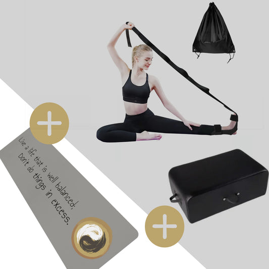 Yoga Foot Strap with Pilates Box and Yoga Mat - Pilates and Yoga Bundle - Personal Hour for Yoga and Meditations 