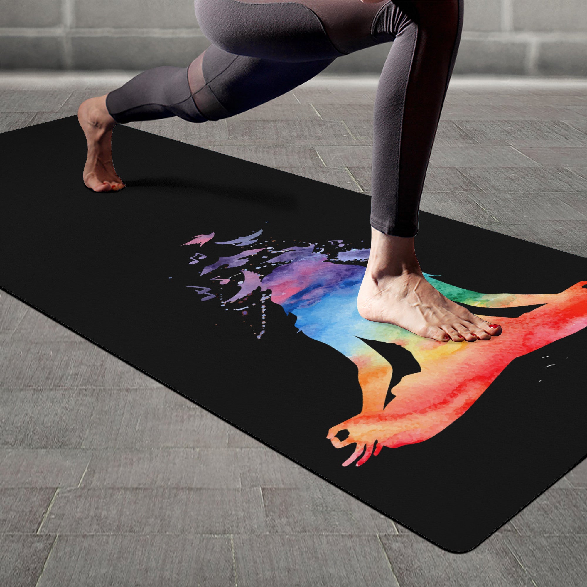chakra meditation watercolor zen and meditation mat - Rubber yoga mat - Personal Hour for Yoga and Meditations 