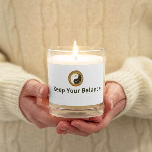 Keep your balance- gift for yoga lovers - glass jar soy wax candle - Personal Hour for Yoga and Meditations 
