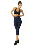 Load image into Gallery viewer, High Waisted Yoga Capri Leggings - Navy Blue - Personal Hour 
