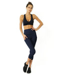 Load image into Gallery viewer, High Waisted Yoga Capri Leggings - Navy Blue - Personal Hour 
