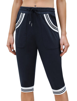 Open image in slideshow, Yoga Threaded Contrast Cropped Pants - Personal Hour for Yoga and Meditations 
