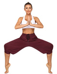 Load image into Gallery viewer, Elastic Soft High Waist Abdominal Tie Gathered Lantern Cropped Pants Baggy for Yoga - Personal Hour for Yoga and Meditations 
